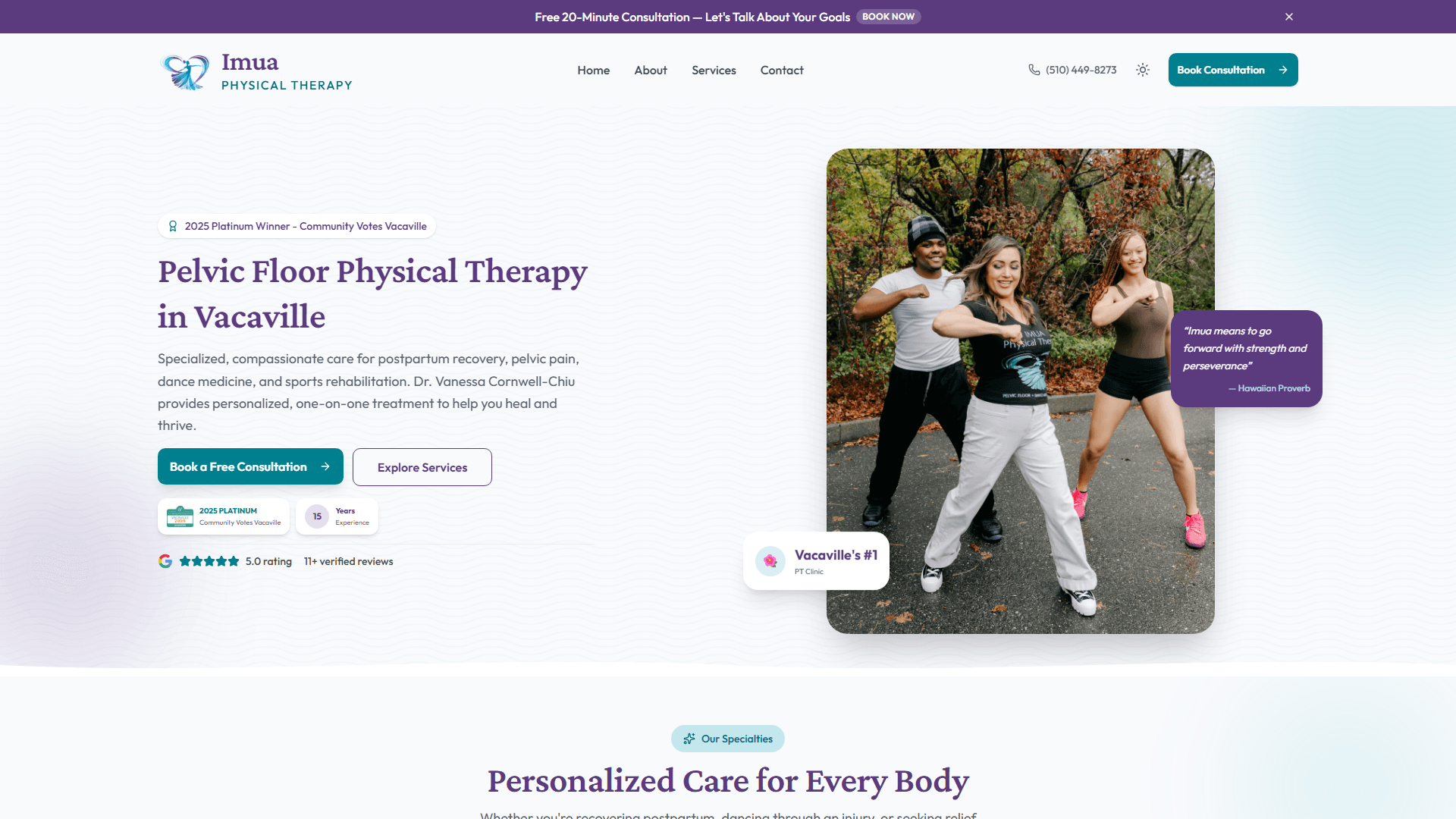 Imua Pelvic PT desktop view