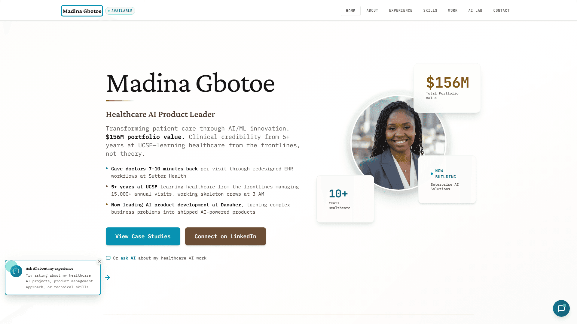 Madina Gbotoe desktop view